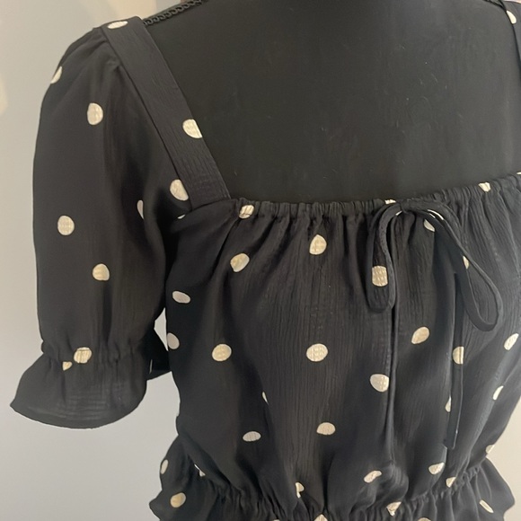 H&M smocked polka dot blouse size small - Picture 2 of 4